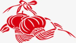 红色灯笼剪纸毛笔字免抠
