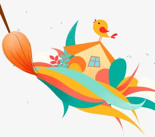 春天手绘插画海报免抠