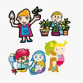 儿童种树植树节元素免抠