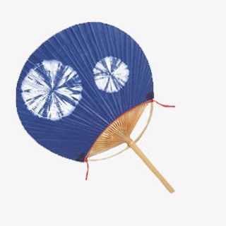 蓝色古风扇子免抠