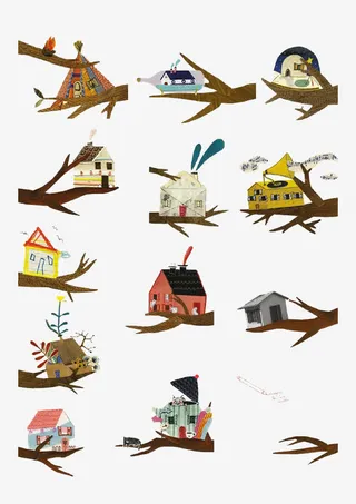 树枝上的树屋免抠