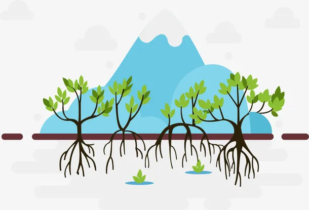 卡通绿化大树植树免抠