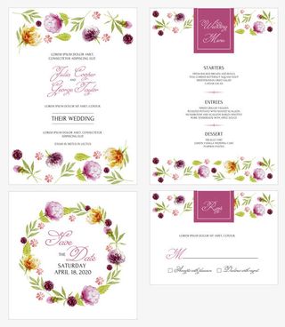 花环婚礼邀请卡免抠