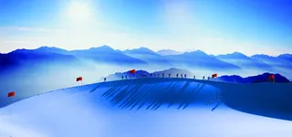 蓝色发展历程山脉背景