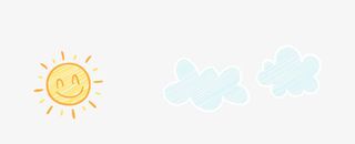 微笑金色太阳蓝色云朵免抠