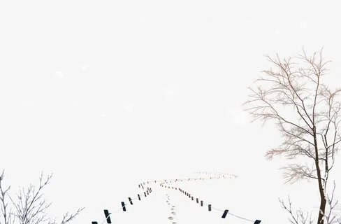 乡间小路雪景免抠