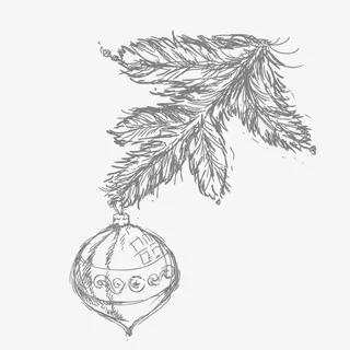 松树枝上的铃铛免抠