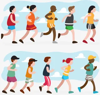 矢量手绘竞走的人免抠