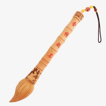 天然桃木笔挂件免抠
