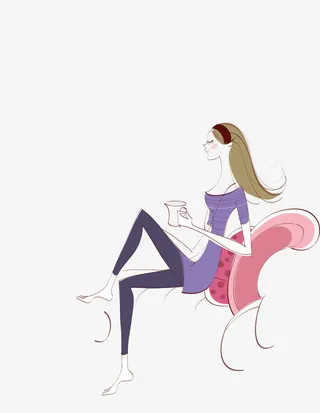 商业插画手绘卡通美女免抠