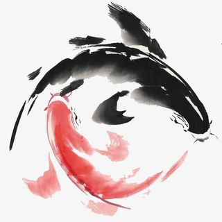 水墨阴阳鱼图免抠