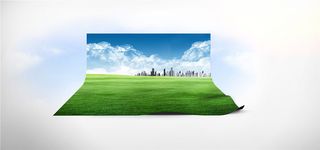 创意海报蓝天草地风光环保海报背景高清