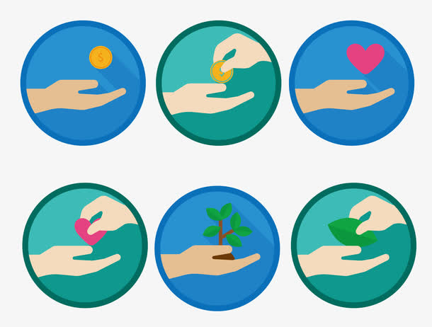 矢量蓝绿色调人文关怀圆形图标免抠图标元素