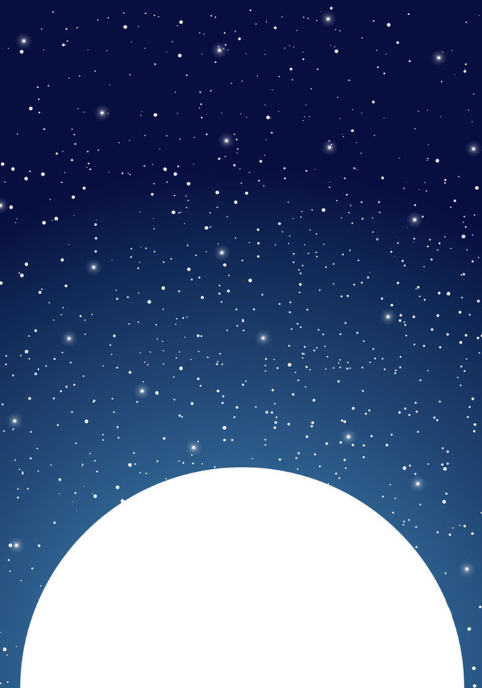 繁星 夜空 圆月 蓝色 天空高清