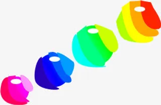 彩色手绘渐变卡通春天装饰免抠