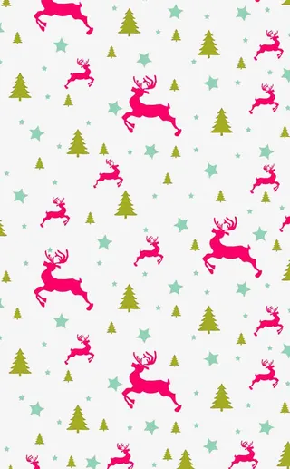 红色简约树木麋鹿边框纹理免抠