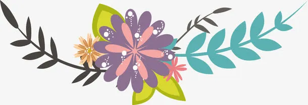 紫色花朵标题框免抠