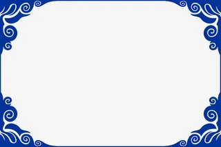 中国风青花瓷矢量海报边框透明png免抠