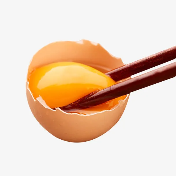 筷子夹起鸡蛋黄素材免抠