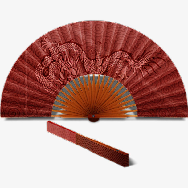 中国风龙图腾扇子免抠