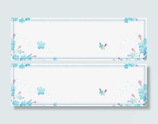 青色创意春季花朵装饰边框免抠