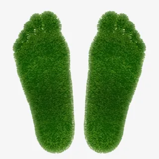 绿色植物小草组成的脚印素材免抠