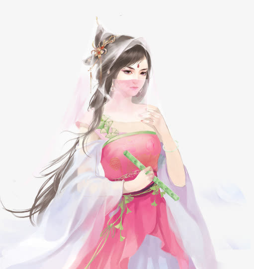 粉色桃花服饰美女免抠