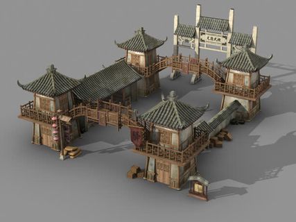 古典建筑街道场景免抠