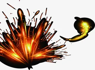 炫酷喷溅彩色火光免抠