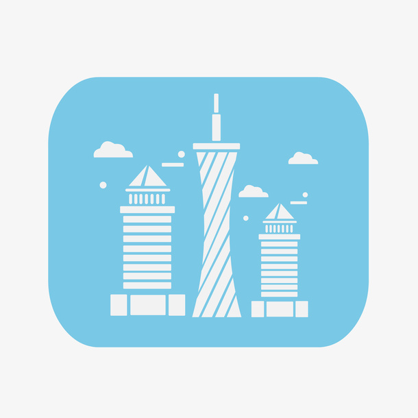 手绘旅游城市剪影广州免抠