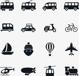 卡通黑色交通工具图标矢量素材免抠