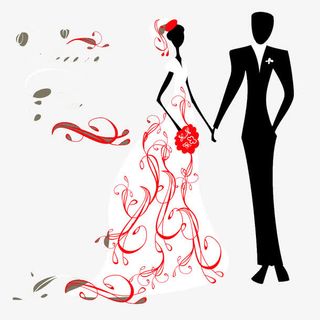 手牵手的新郎新娘免抠