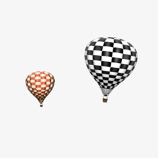 格子热气球免抠素材免抠