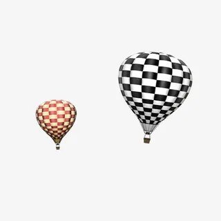 格子热气球免抠素材免抠