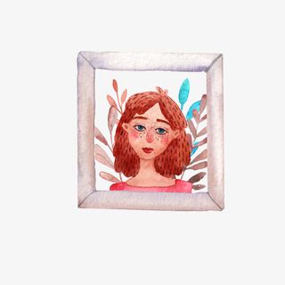 手绘水彩插画风女孩头像免抠
