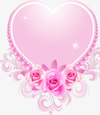 粉色古风花朵爱心装饰免抠