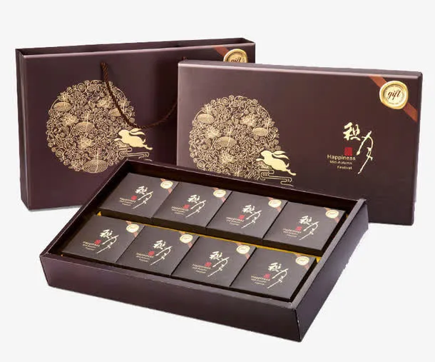 经典八枚月饼包装盒免抠