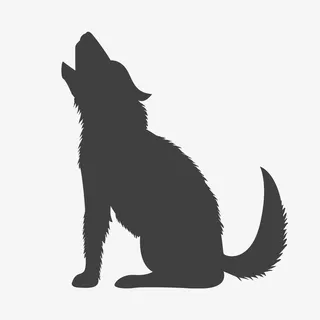 黑色卡通狼嚎矢量图免抠