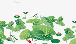 绿色卡通荷叶谷雨装饰免抠