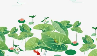 绿色卡通荷叶谷雨装饰免抠