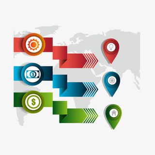 矢量地图定位图标和箭头免抠