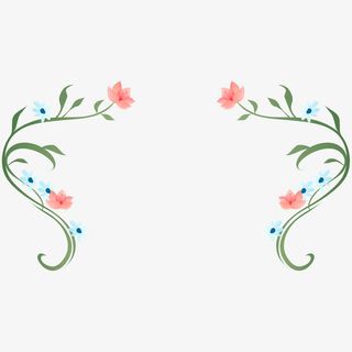 复古清新蓝色花朵边框免抠