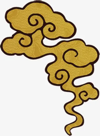 手绘中国风黄色纹理祥云免抠