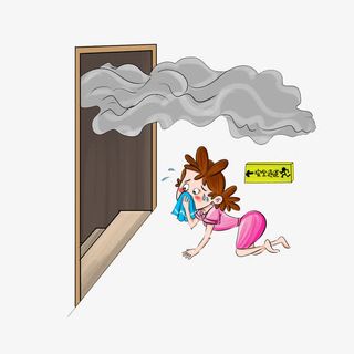 卡通火灾逃生方法素材免抠