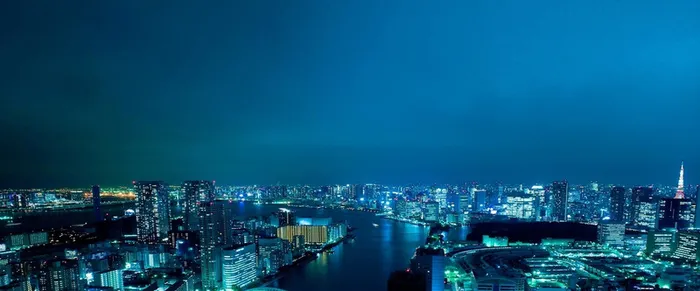 蓝色夜景城市高清