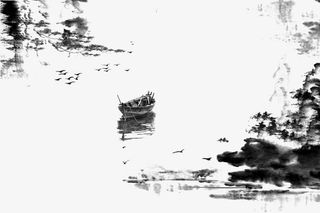 黑白风景画免抠