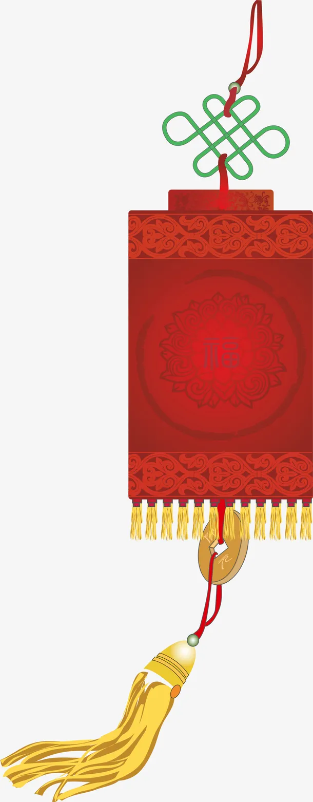 春节红色中国结灯笼免抠