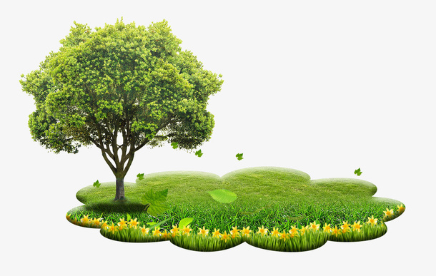 草地树免抠背景摄影风景元素