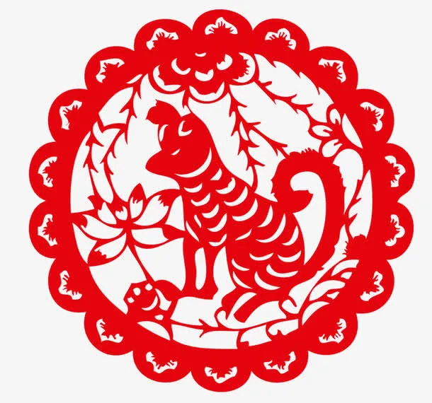 狗年剪纸风格免扣素材免抠