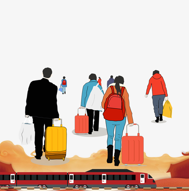 年春运返程旅客设计免抠
